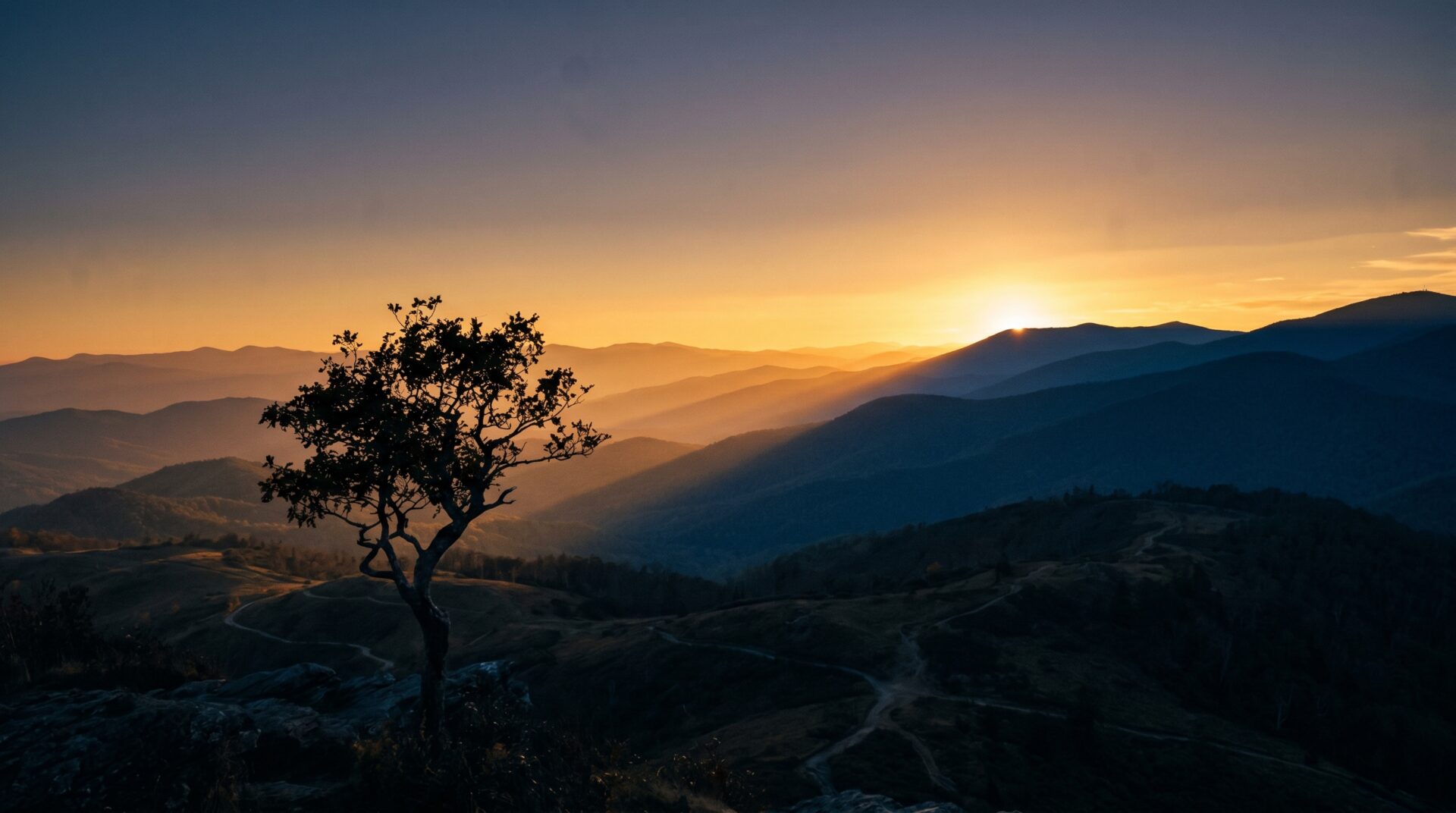 Sunset over the Blue Ridge Mountains