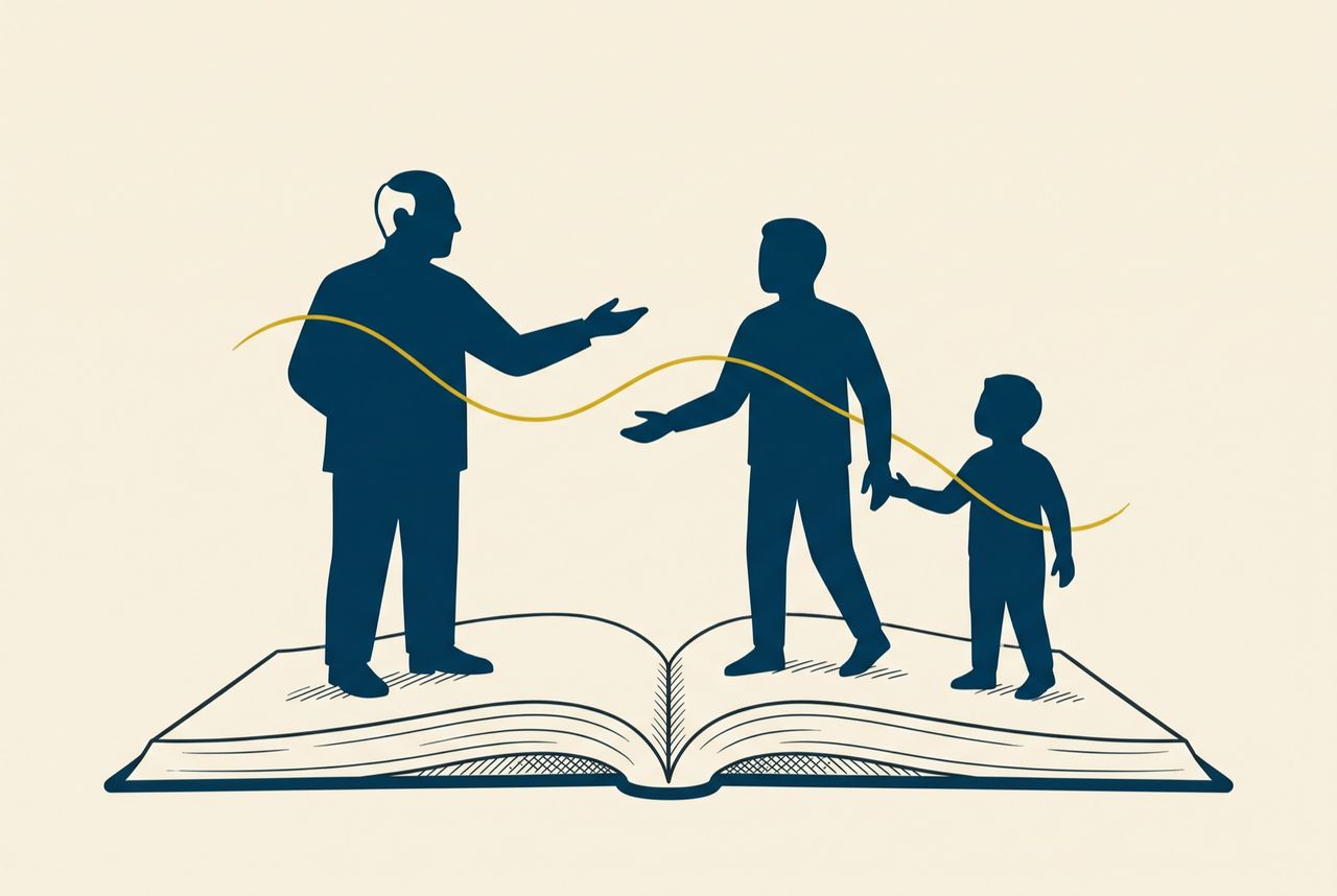 Illustration of spiritual generations — receiving from a mentor and passing it on