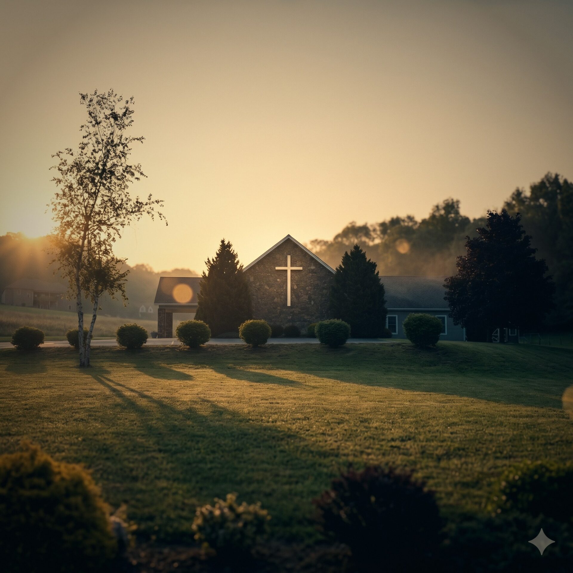 Ashe Alliance Church exterior at golden hour